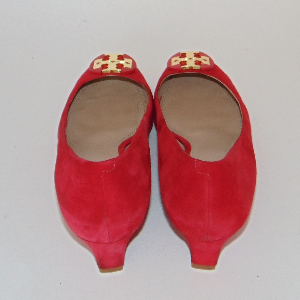 TORY BURCH Luna Suede Wedge Holiday Red Pumps - Picture 5 of 8